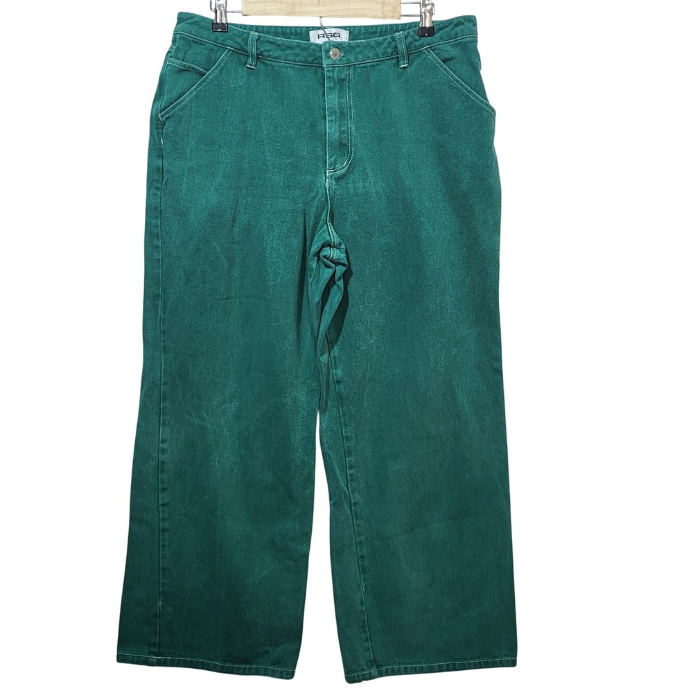 RSQ Carpenter Pants Mens XXL Green Wide Leg Relaxed Fit Utility Denim Jeans